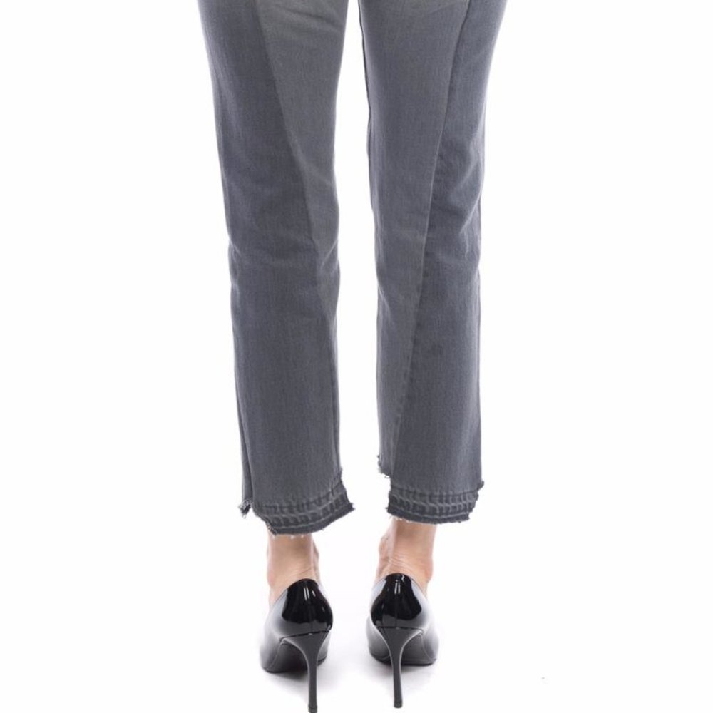 Frame Denim Nouveau Le Mix High Rise Cropped Raw Hem Ash Grey Distressed - Picture 4 of 16